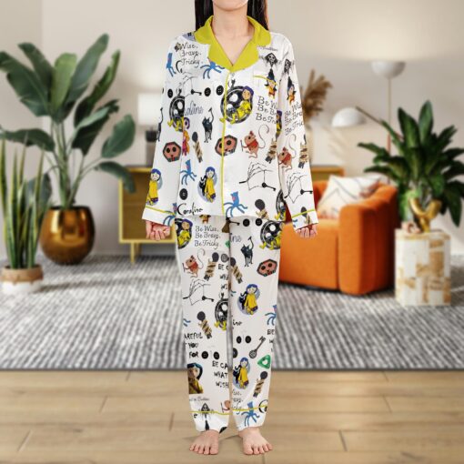 Halloween Coraline Satin Pajamas Set, Coraline Movie Pajamas Set - Image 7