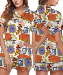 Friends TV Show Satin Pajama Set, Central Perk Lounge PJs