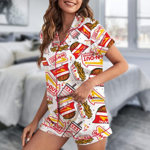 In-N-Out Burger Print Satin Pajama Set - Image 3