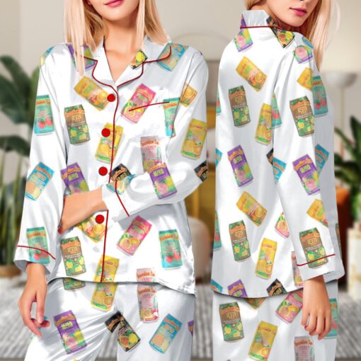 Hawaiian Drinks Satin Pajama Set For Women - Image 5