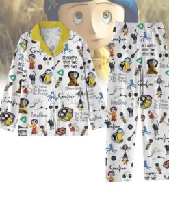 Halloween Coraline Satin Pajamas Set, Coraline Movie Pajamas Set