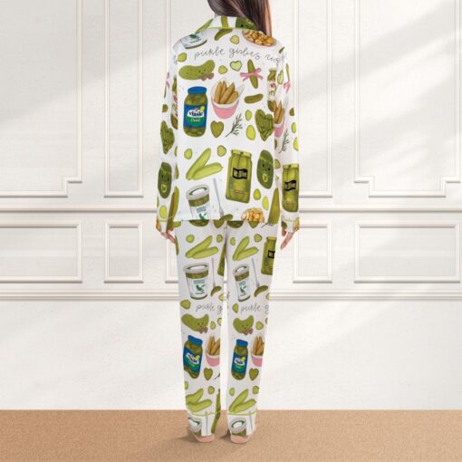 Coquette Pickle Girl Silky Satin Pajama Set, Satin Pajamas For Women - Image 3