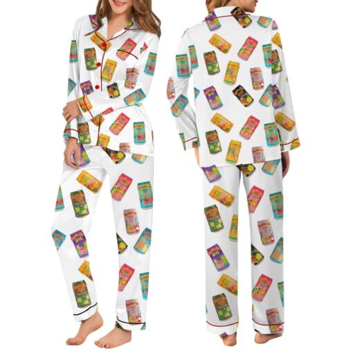 Hawaiian Drinks Satin Pajama Set For Women - Image 6