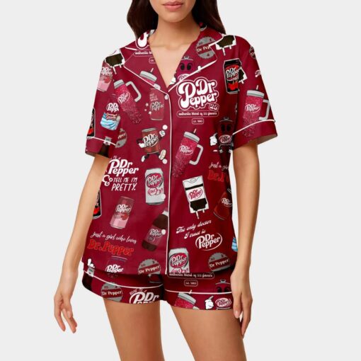 Dr Pepper Satin Pajamas Set, Dr Pepper Soda Lover Pjs, Dr Pepper Gift - Image 2