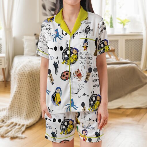 Halloween Coraline Satin Pajamas Set, Coraline Movie Pajamas Set - Image 3