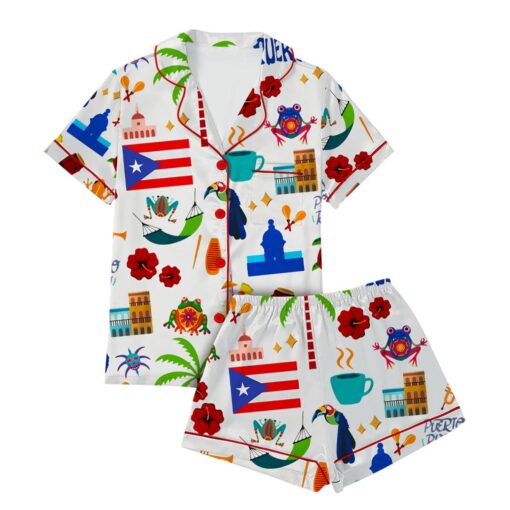 Puerto Rico Vacation Satin Pajama Set For Women - Image 2
