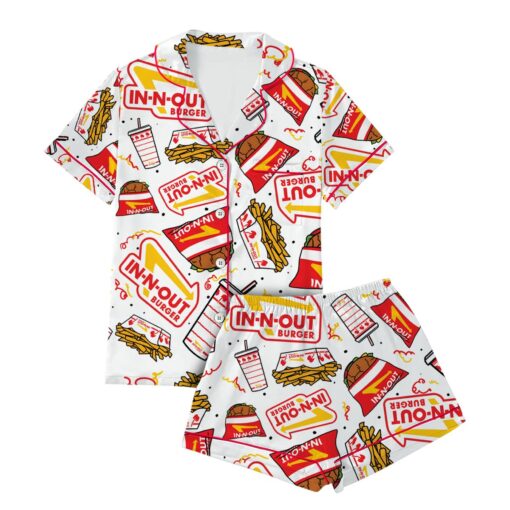 In-N-Out Burger Print Satin Pajama Set - Image 2