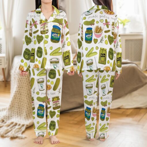 Coquette Pickle Girl Silky Satin Pajama Set, Satin Pajamas For Women - Image 5