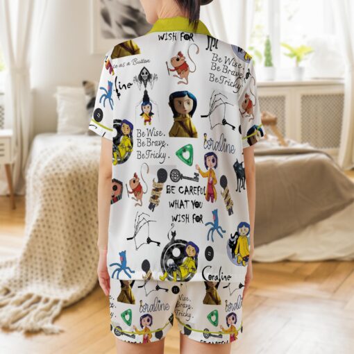 Halloween Coraline Satin Pajamas Set, Coraline Movie Pajamas Set - Image 2