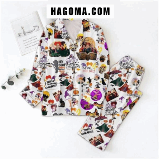Hocus Pocus It’s Just A Bunch Happy Halloween Satin Pajamas Set - Image 2