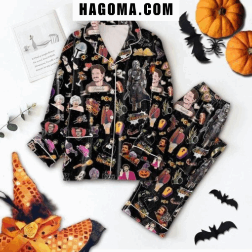 Star War I Love Pedro Pascal The Last Of Us Happy Halloween Satin Pajamas Set - Image 3