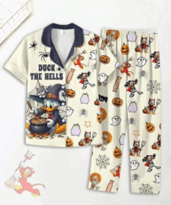 Disney Halloween Duck The Hell Donald Duck Satin Pajamas Set