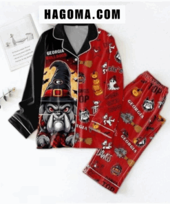 Georgia Bulldogs Dawgs Top Go Dawgs Halloween Satin Pajamas Set