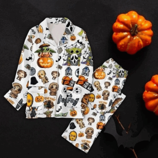 Star War This Is The Way Baby Yoda Halloween Satin Pajamas Set - Image 2
