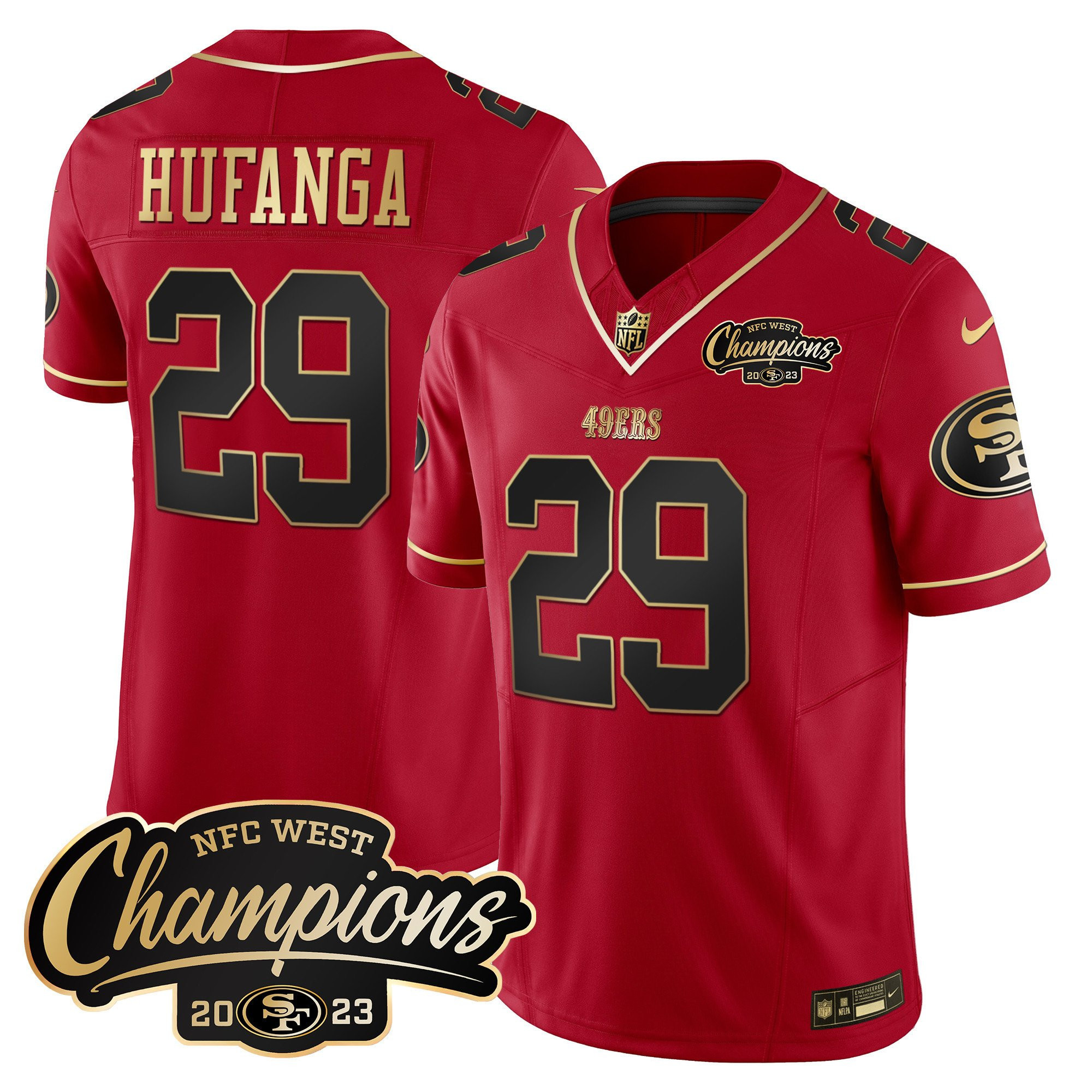 All Players San Francisco 49ers 2023 NFC West Champions Patch Vapor Jersey - Men - Image 40