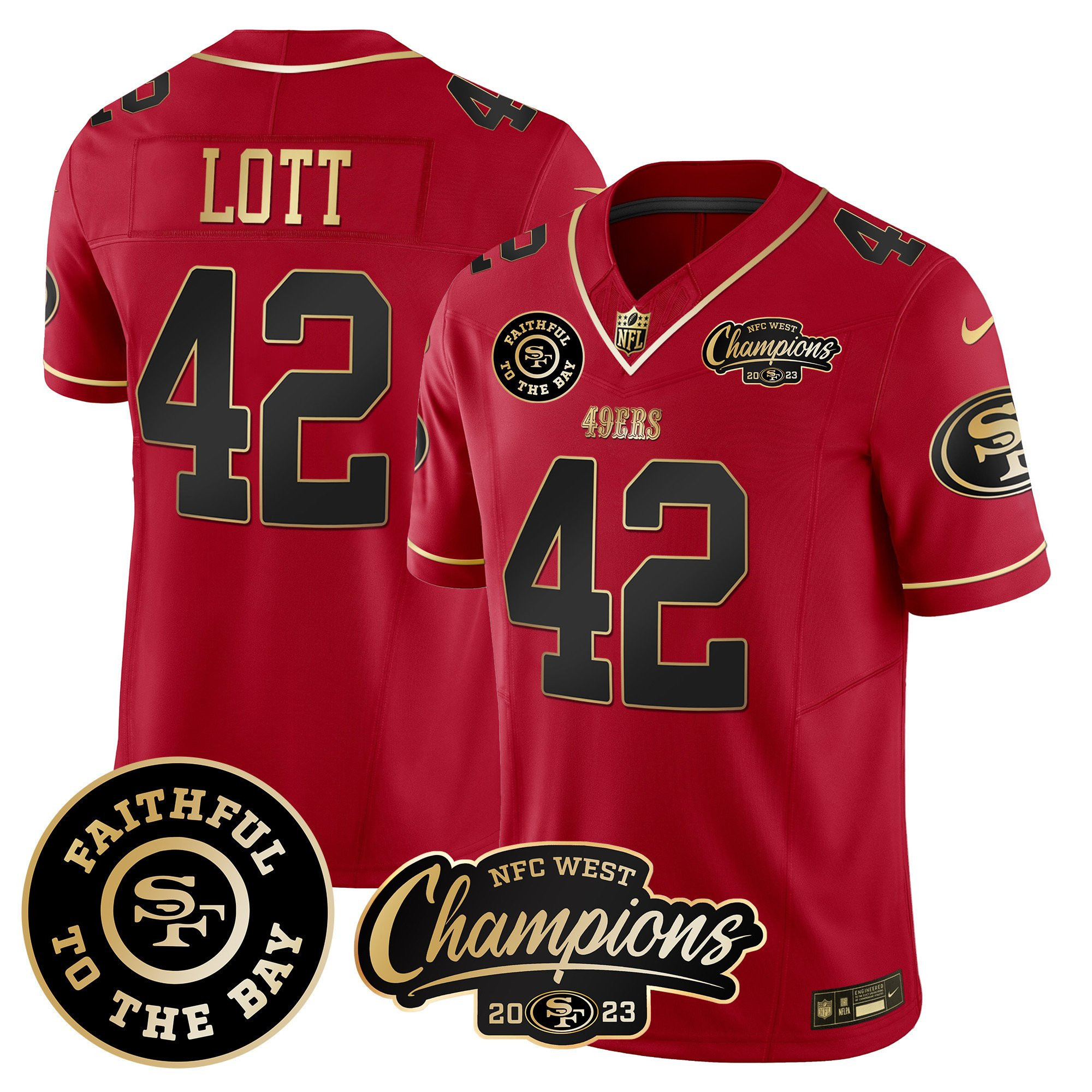 All Players San Francisco 49ers Faithful & 2023 NFC West Champions Patch Vapor Jersey - Men - Image 36