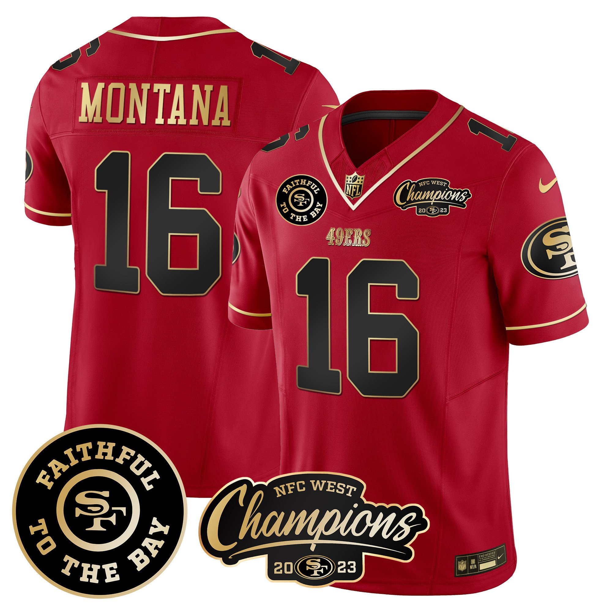 All Players San Francisco 49ers Faithful & 2023 NFC West Champions Patch Vapor Jersey - Men - Image 28