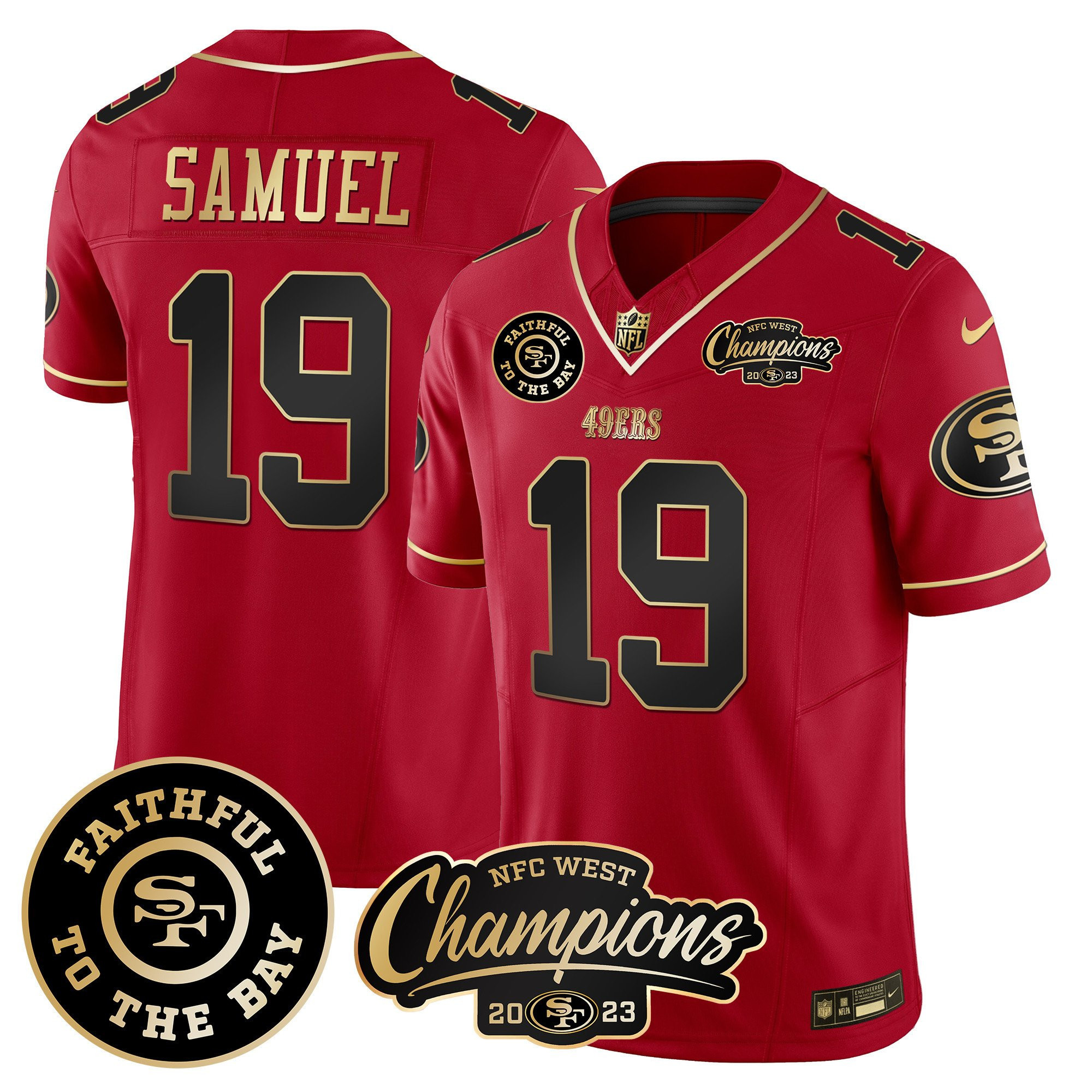 All Players San Francisco 49ers Faithful & 2023 NFC West Champions Patch Vapor Jersey - Men - Image 12