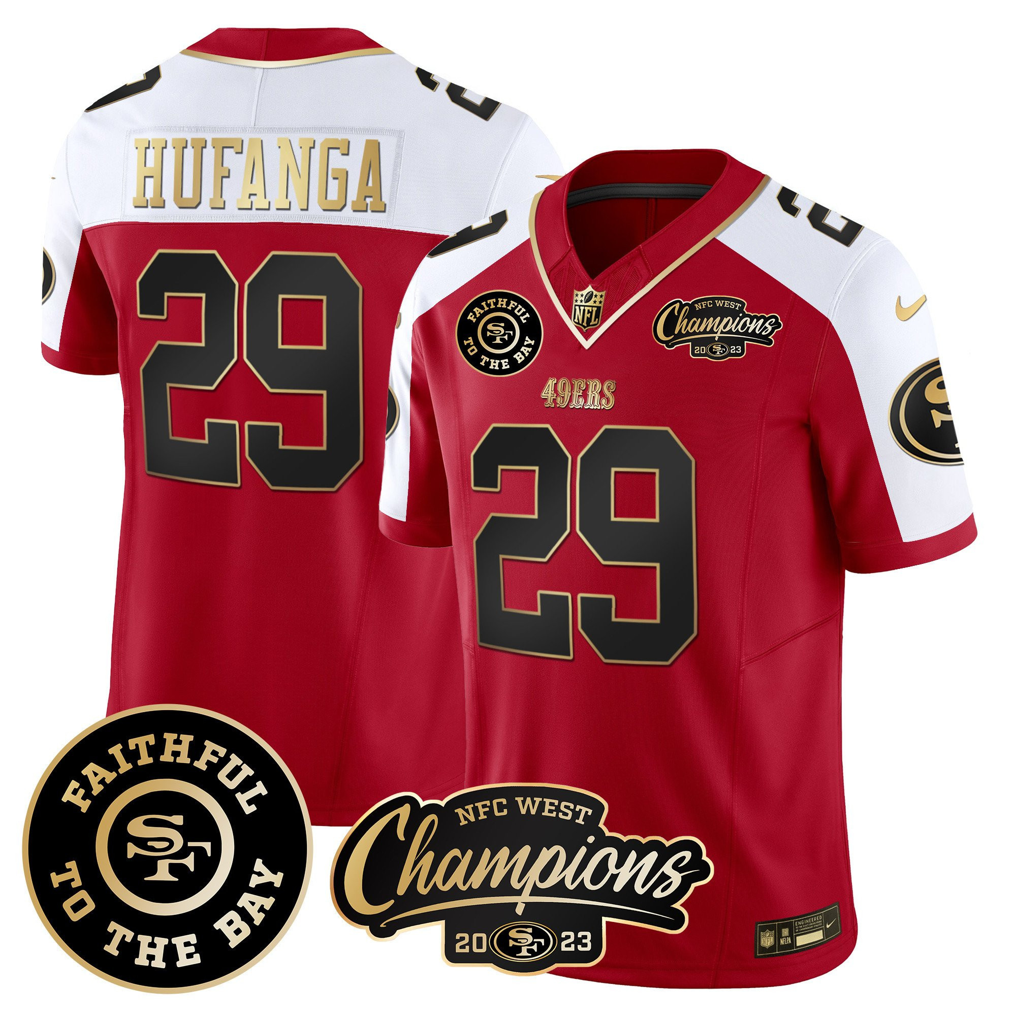 All Players San Francisco 49ers Faithful & 2023 NFC West Champions Patch Vapor Jersey - Men - Image 38