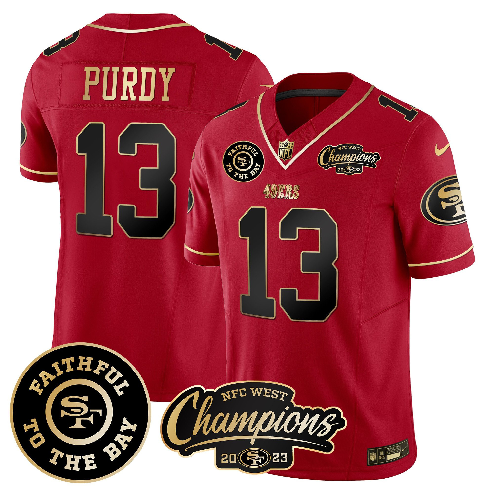 All Players San Francisco 49ers Faithful & 2023 NFC West Champions Patch Vapor Jersey - Men - Image 5