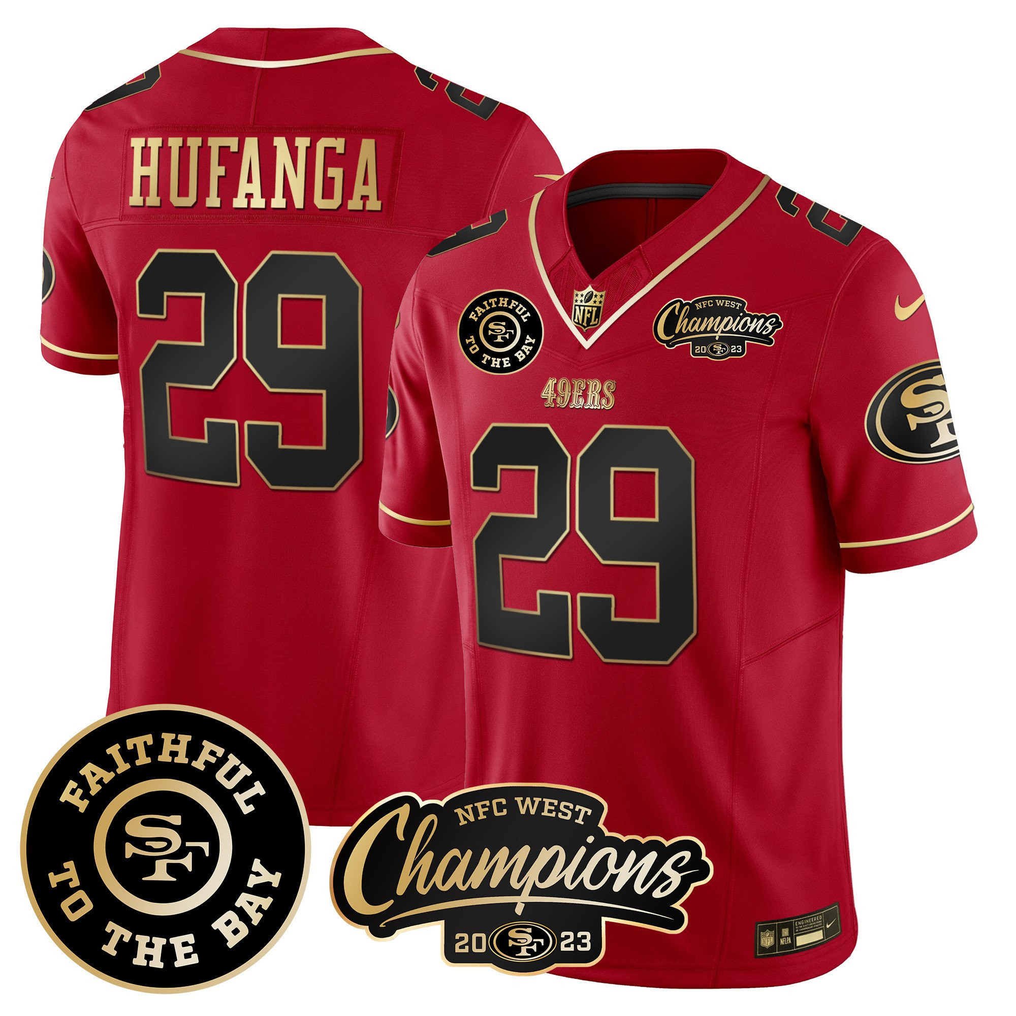 All Players San Francisco 49ers Faithful & 2023 NFC West Champions Patch Vapor Jersey - Men - Image 40