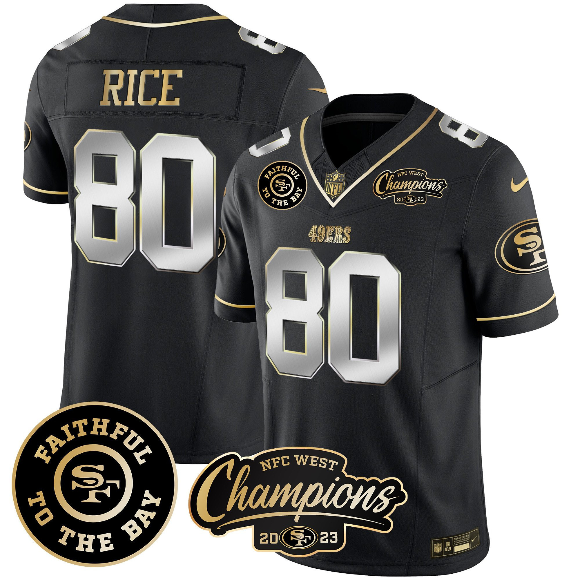 All Players San Francisco 49ers Faithful & 2023 NFC West Champions Patch Vapor Jersey - Men - Image 23