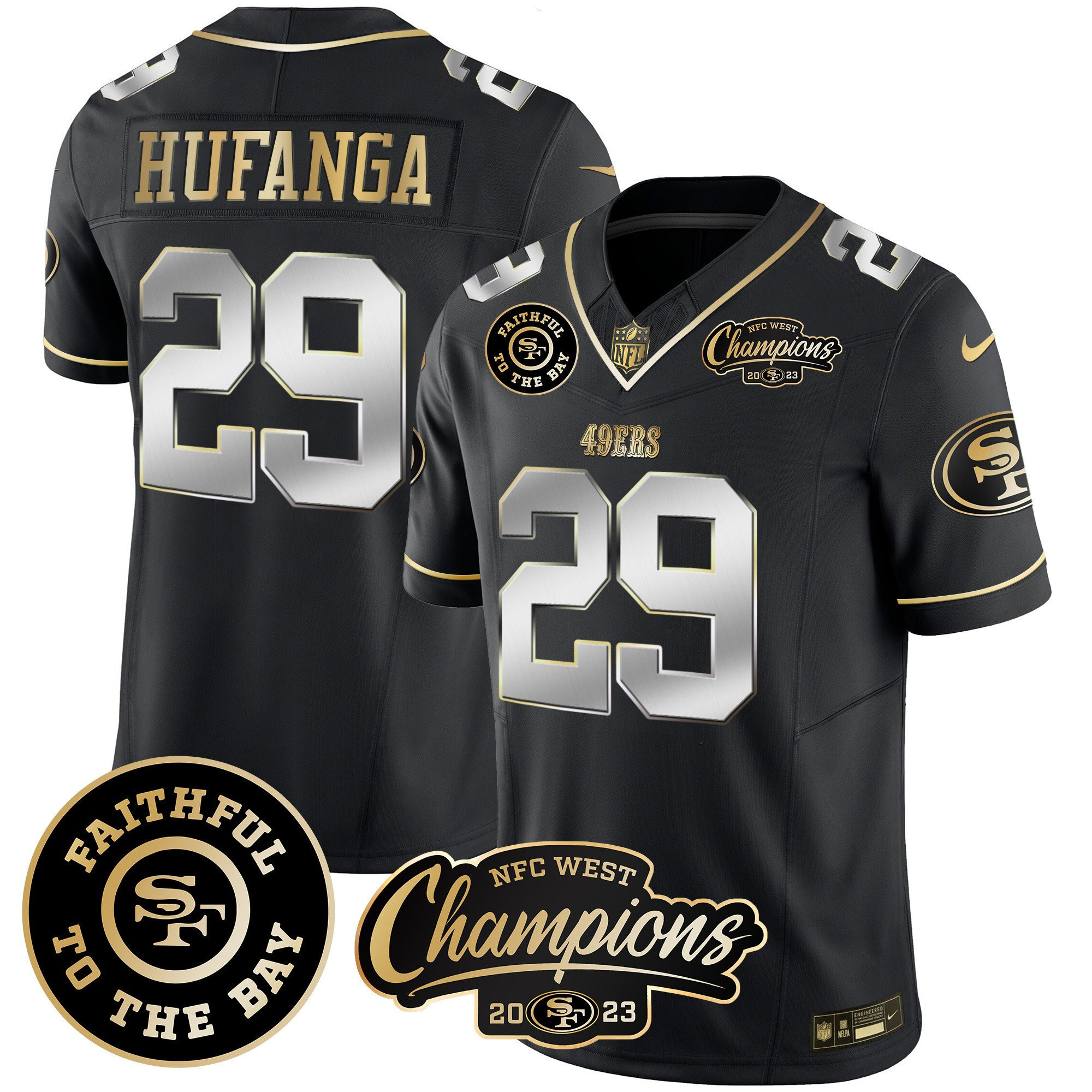 All Players San Francisco 49ers Faithful & 2023 NFC West Champions Patch Vapor Jersey - Men - Image 39
