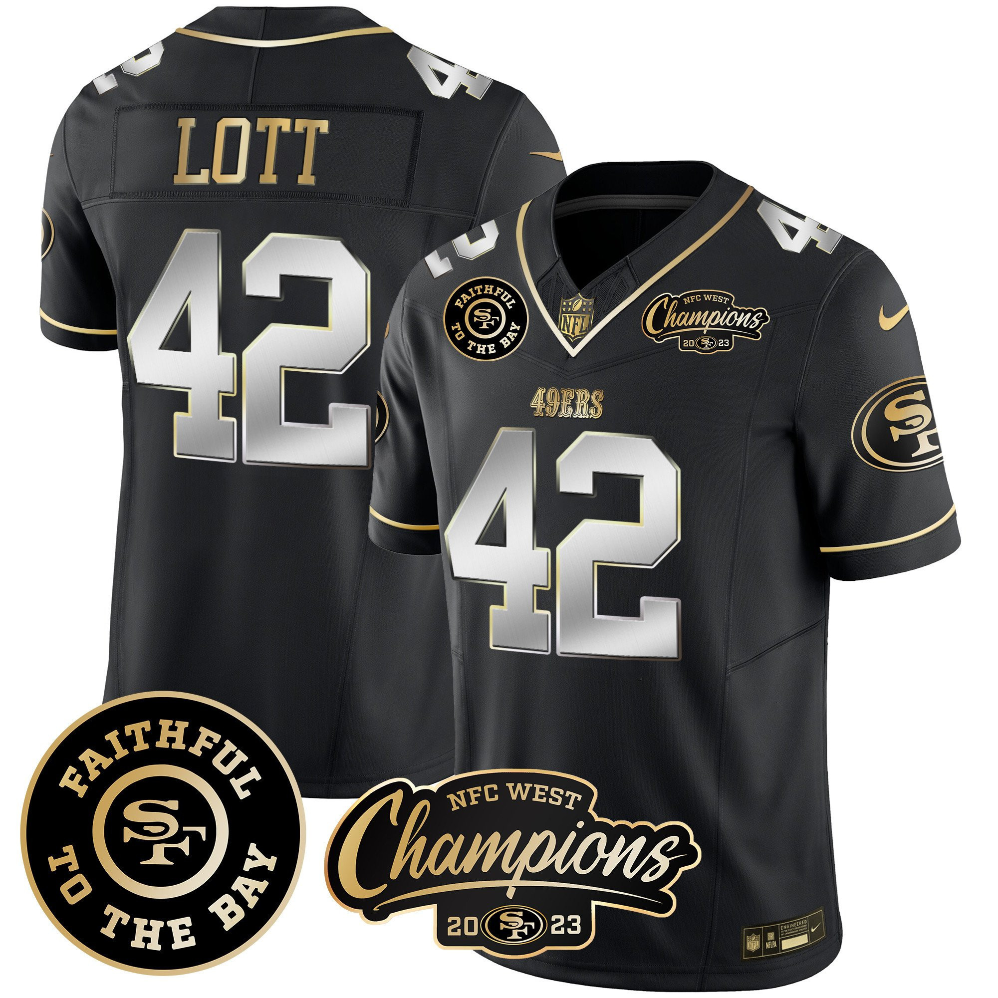 All Players San Francisco 49ers Faithful & 2023 NFC West Champions Patch Vapor Jersey - Men - Image 35