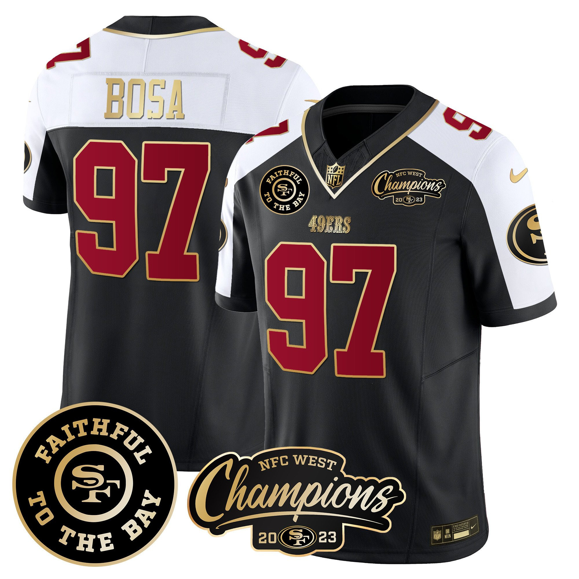 All Players San Francisco 49ers Faithful & 2023 NFC West Champions Patch Vapor Jersey - Men - Image 29