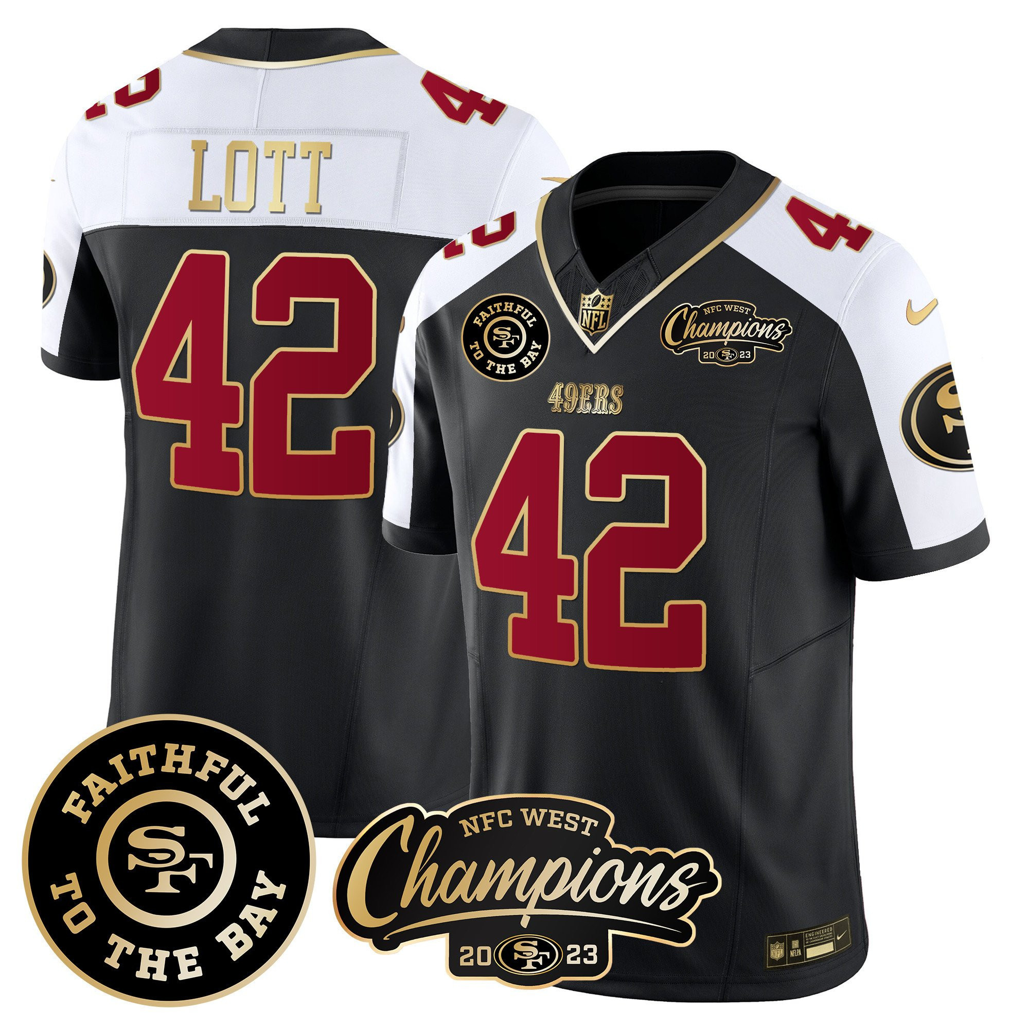 All Players San Francisco 49ers Faithful & 2023 NFC West Champions Patch Vapor Jersey - Men - Image 33