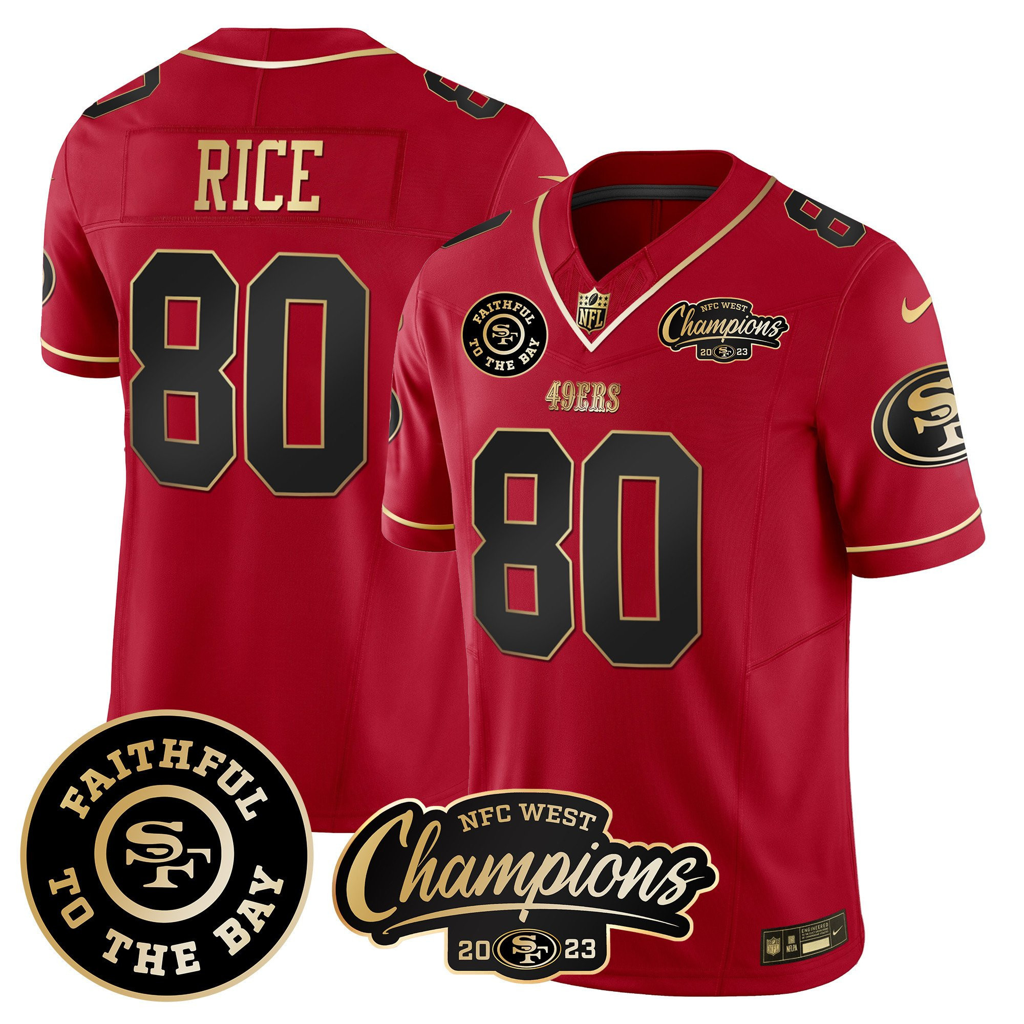 All Players San Francisco 49ers Faithful & 2023 NFC West Champions Patch Vapor Jersey - Men - Image 24