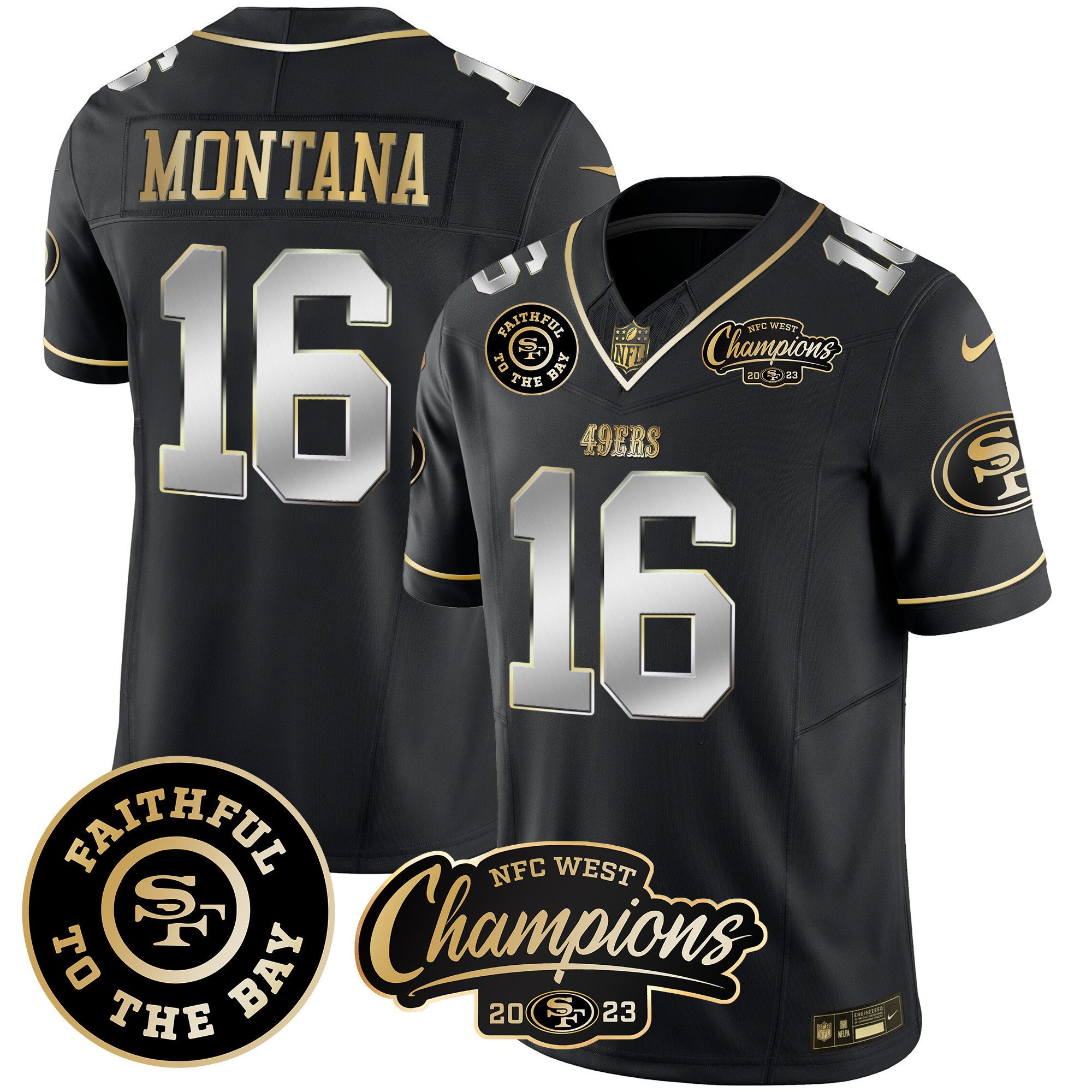 All Players San Francisco 49ers Faithful & 2023 NFC West Champions Patch Vapor Jersey - Men - Image 27