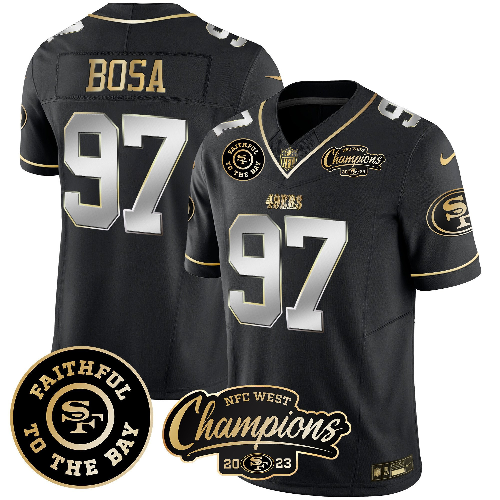 All Players San Francisco 49ers Faithful & 2023 NFC West Champions Patch Vapor Jersey - Men - Image 31