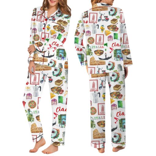 Italy Roman Travel Satin Pajamas Sets - Image 5