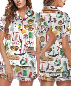 Italy Roman Travel Satin Pajamas Sets