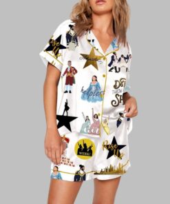 Hamilton The Musical Inspired Tour Print Satin Pajama Set For Women