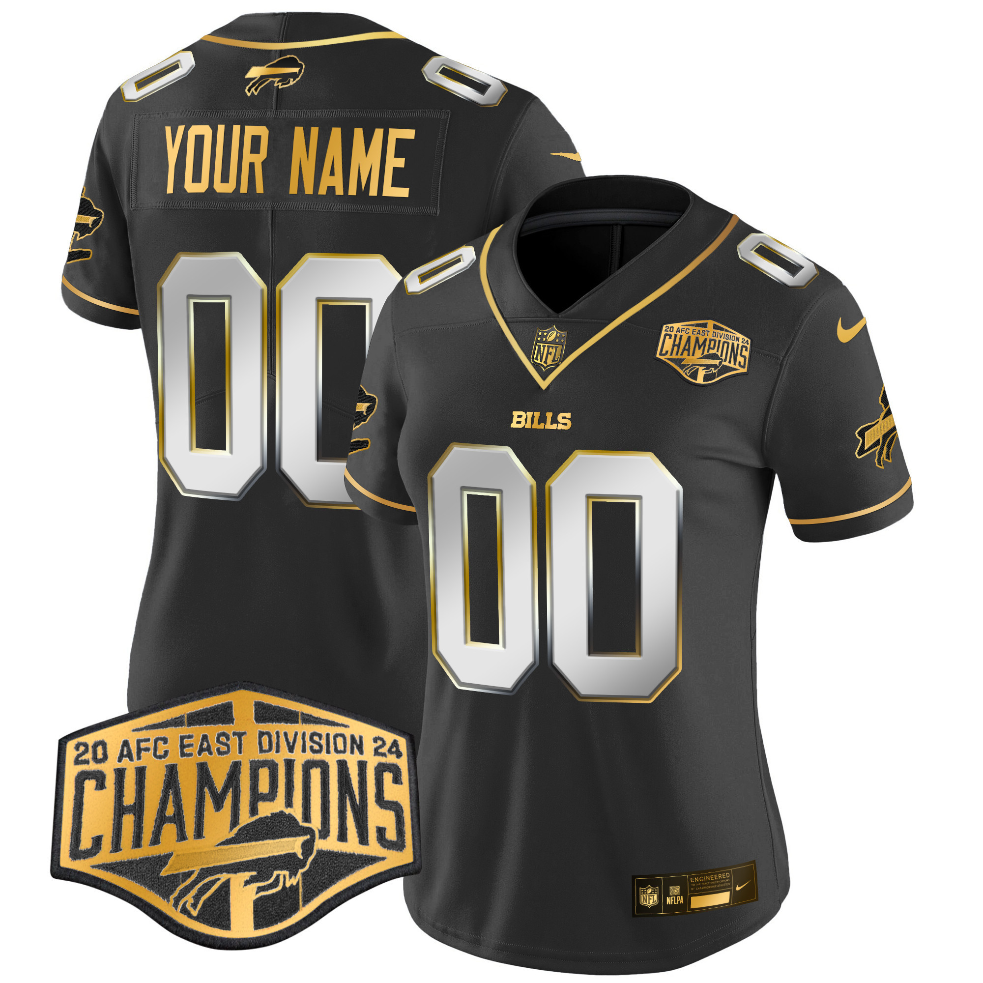 Buffalo Bills 2024 AFC East Division Champions Gold Vapor Limited Custom Jersey - All Stitched - Image 8