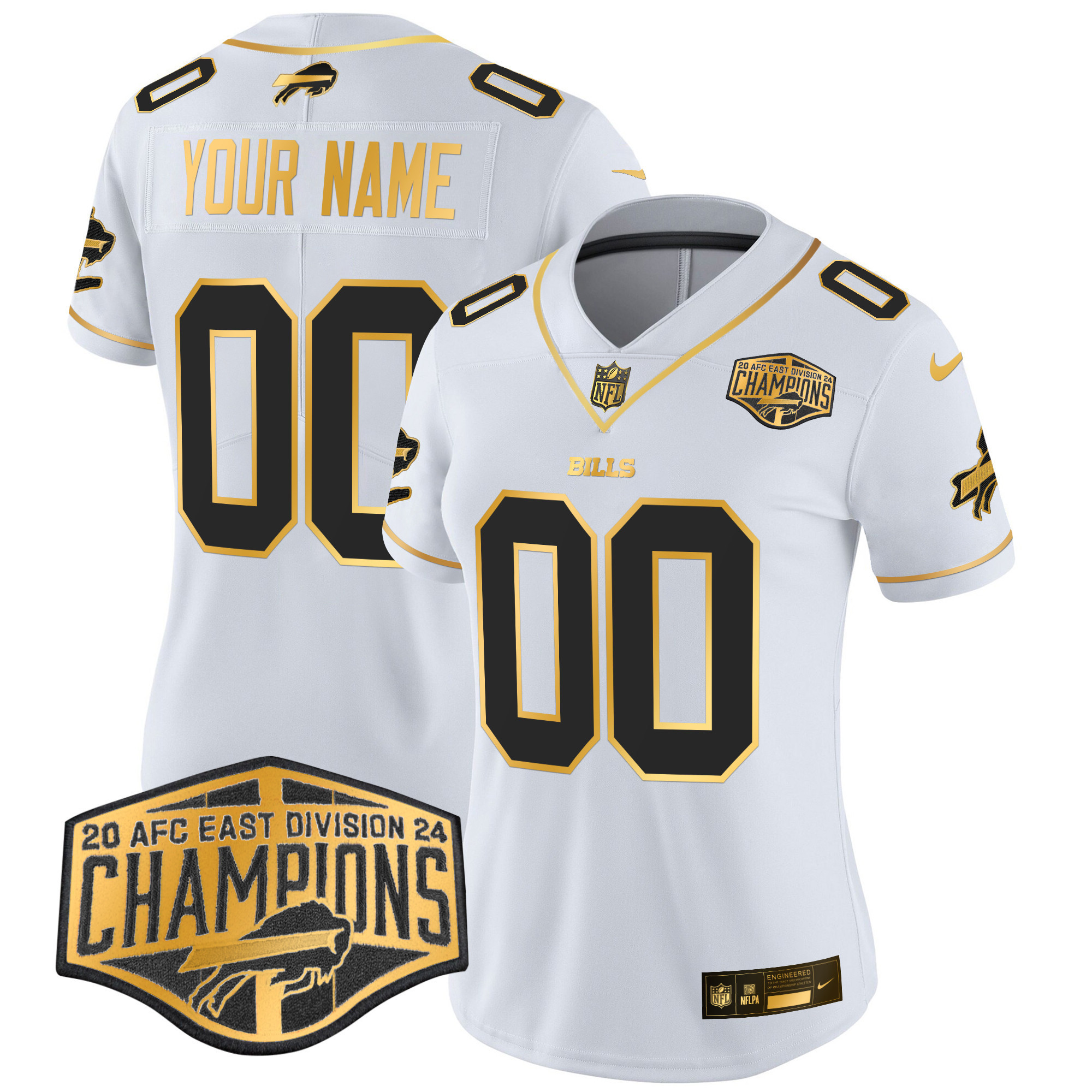 Buffalo Bills 2024 AFC East Division Champions Gold Vapor Limited Custom Jersey - All Stitched - Image 6