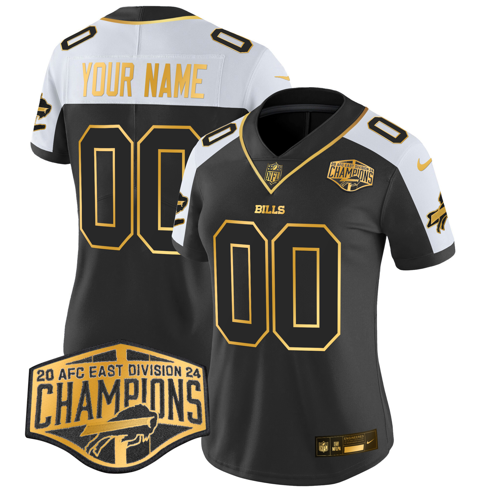 Buffalo Bills 2024 AFC East Division Champions Gold Vapor Limited Custom Jersey - All Stitched - Image 5