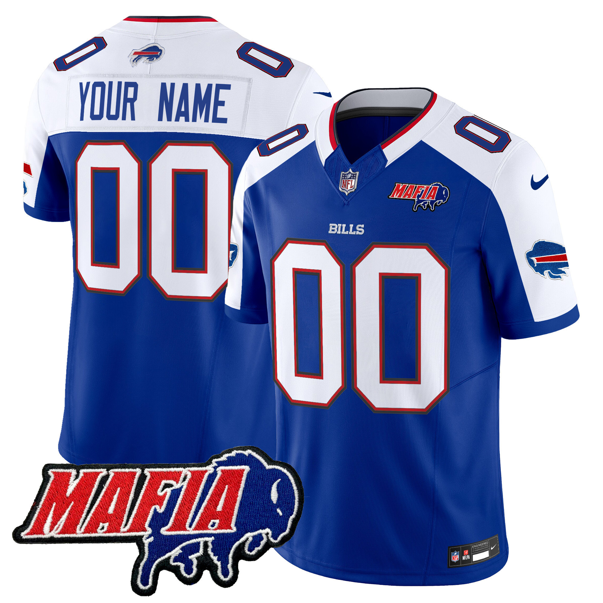 Buffalo Bills 2024 Buffalo Bills Mafia Patch Vapor Limited Custom Jersey - All Stitched - Image 5