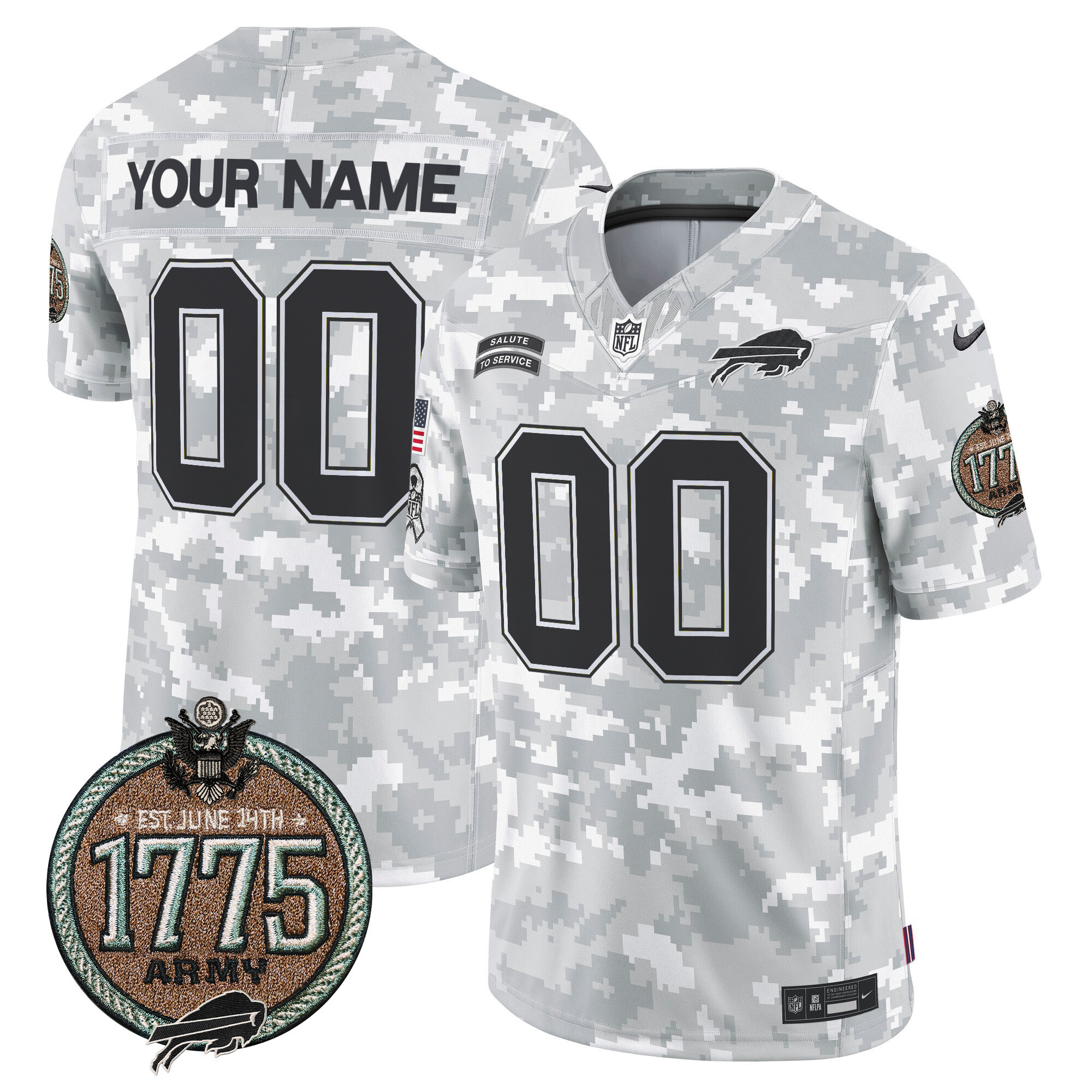 Buffalo Bills 2024 Salute to Service Establishment Year Patch Vapor Limited Custom Jersey - All Stitched - Image 2