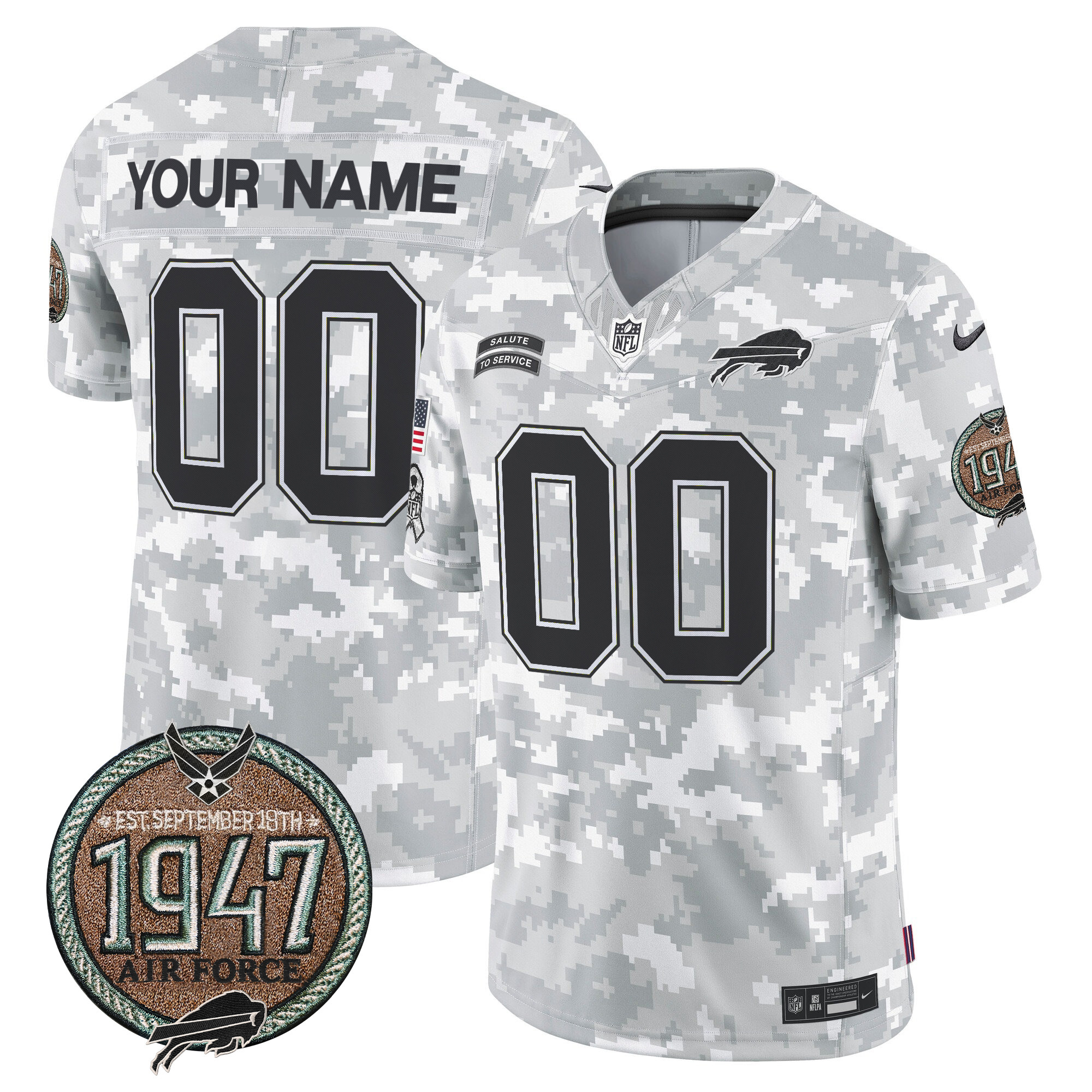 Buffalo Bills 2024 Salute to Service Establishment Year Patch Vapor Limited Custom Jersey - All Stitched - Image 4