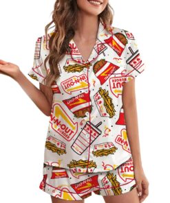 In-N-Out Burger Print Satin Pajama Set