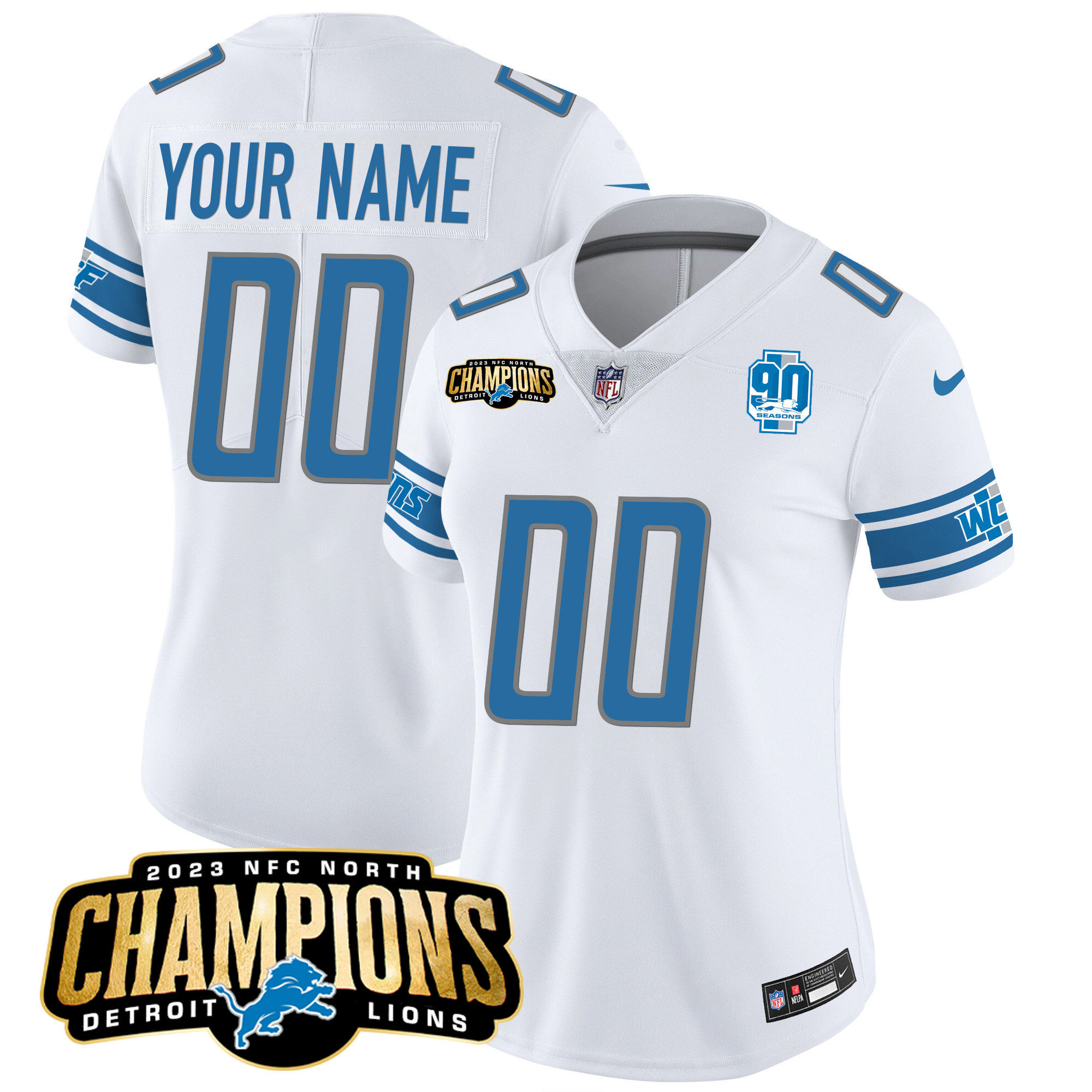 Detroit Lions 2023 NFC North Champions Patch Vapor Custom Jersey V2 - All Stitched - Image 4