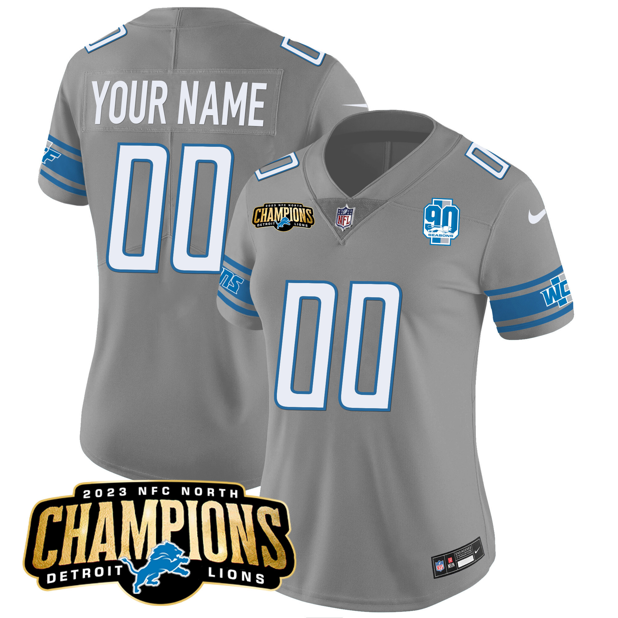 Detroit Lions 2023 NFC North Champions Patch Vapor Custom Jersey V2 - All Stitched - Image 5