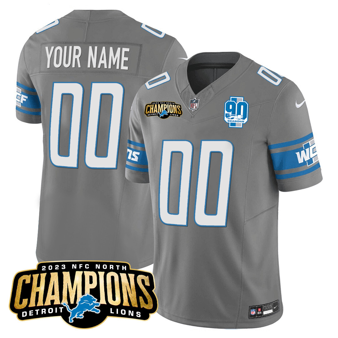 Detroit Lions 2023 NFC North Champions Patch Vapor Custom Jersey V2 - All Stitched - Image 10