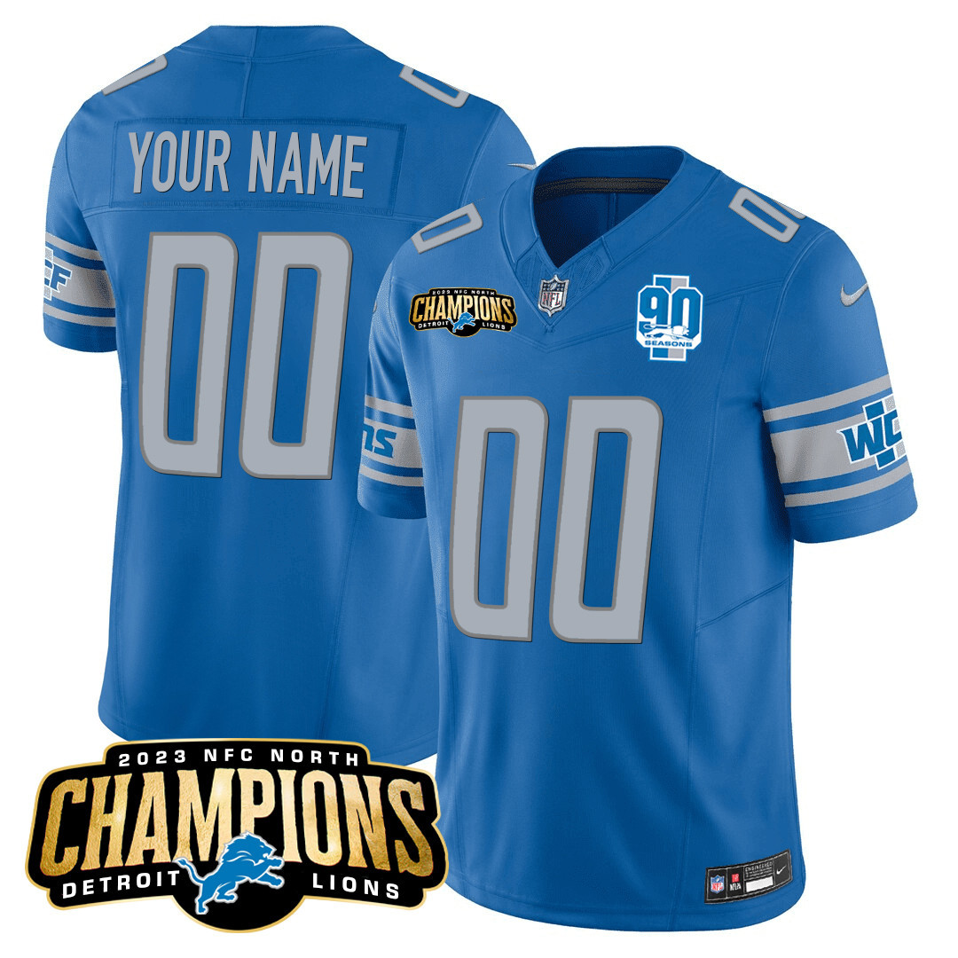 Detroit Lions 2023 NFC North Champions Patch Vapor Custom Jersey V2 - All Stitched - Image 8