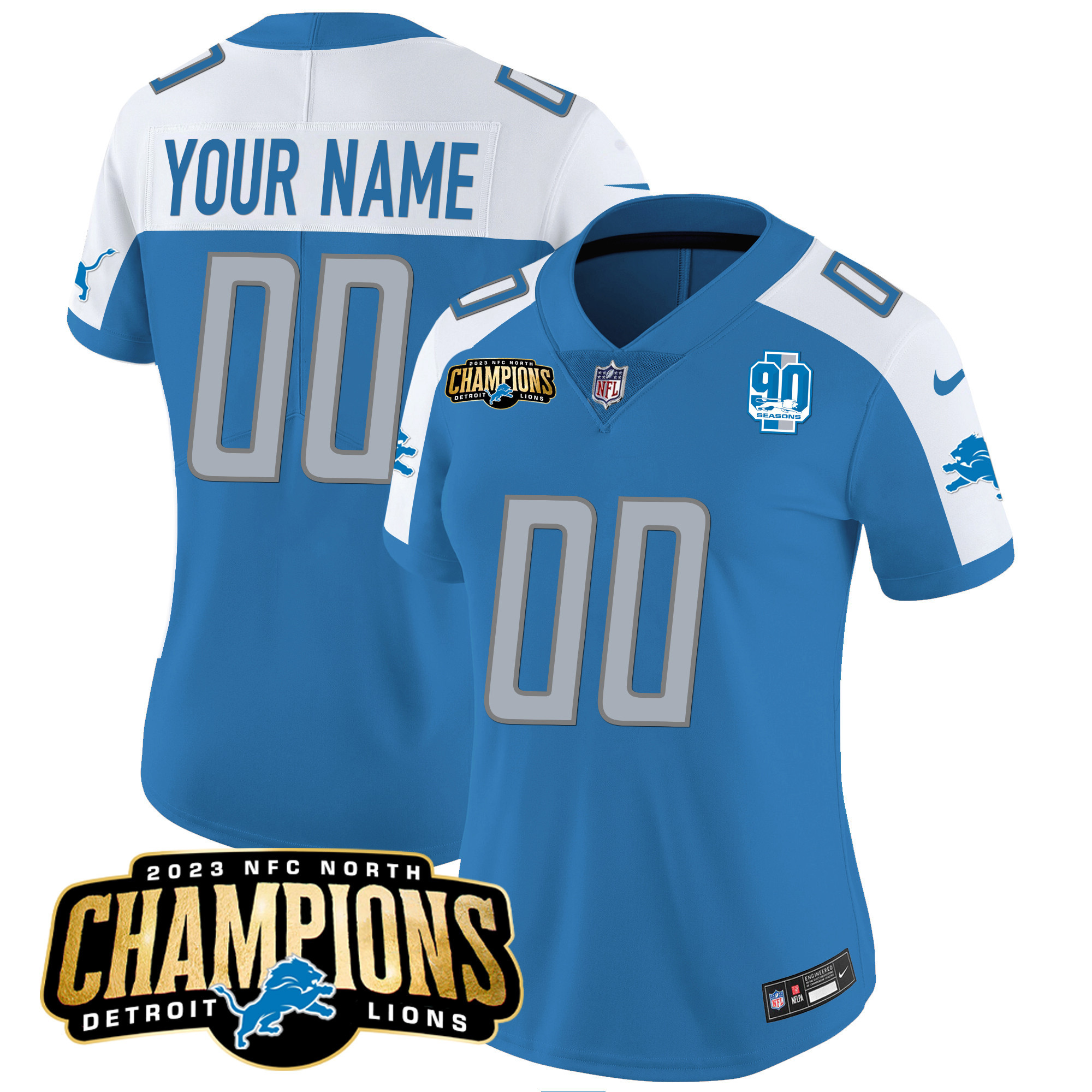 Detroit Lions 2023 NFC North Champions Patch Vapor Custom Jersey V2 - All Stitched - Image 2