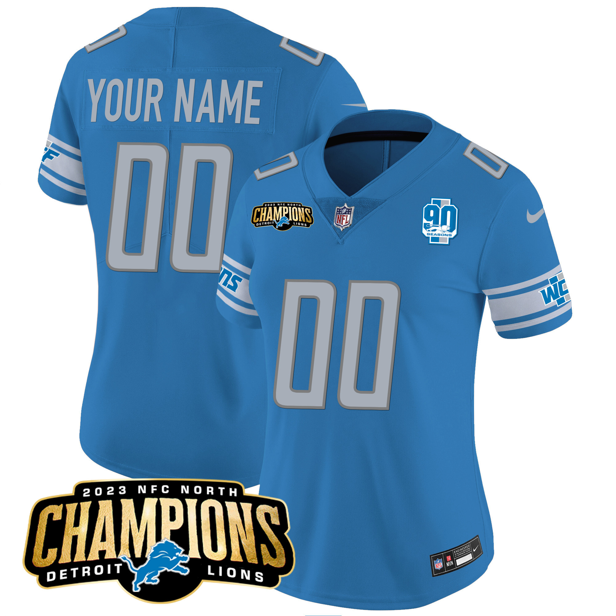 Detroit Lions 2023 NFC North Champions Patch Vapor Custom Jersey V2 - All Stitched - Image 3