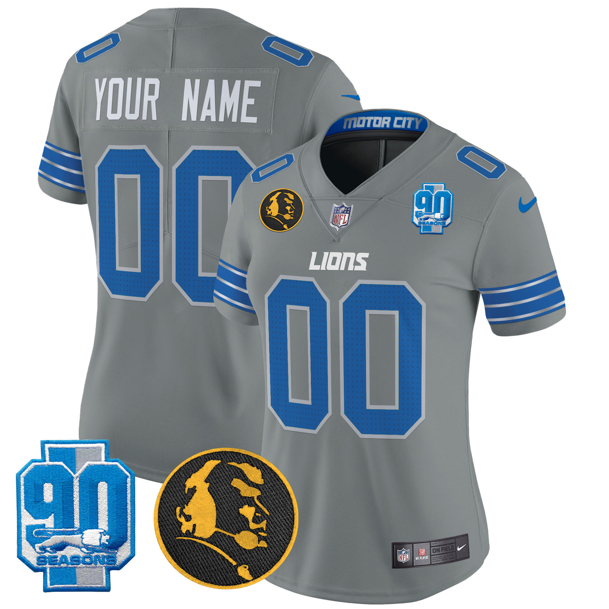 Detroit Lions 2024 90th & John Madden Patch Vapor Limited Custom Jersey - All Stitched - Image 11